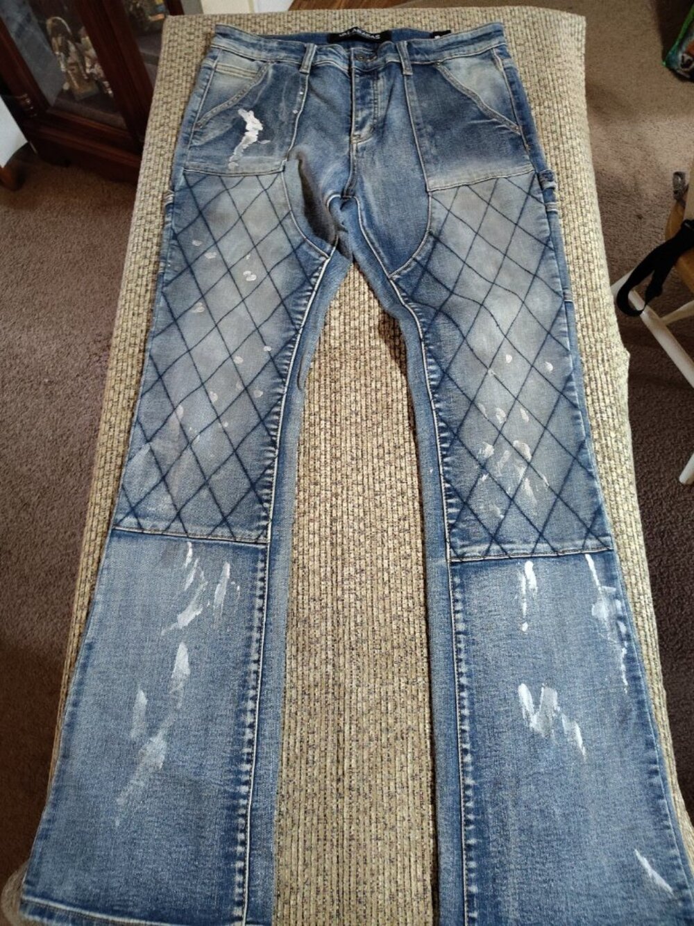 Valabasas Tire Stacked Jeans - Blue Washed See Pictures Jeans Have Paint On Them